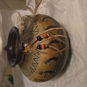 Handcrafted Decorative Pot with KOKOPELLI Tribal Design